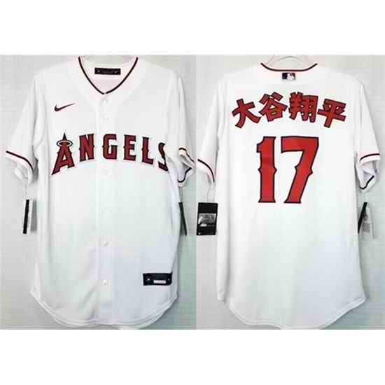 Men Los Angeles Angels 17  u5927 u8C37 u7FD4 u5E73 White Cool Base Stitched Jersey